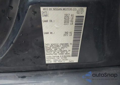 2017 Nissan Altima 2.5 S из США, поврежденный, VIN 1N4AL3AP1HN339086